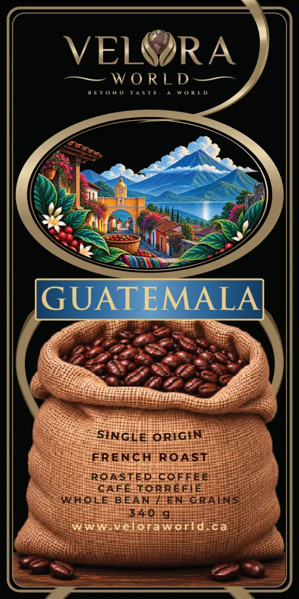VELORA WORLD Guatemala coffee label